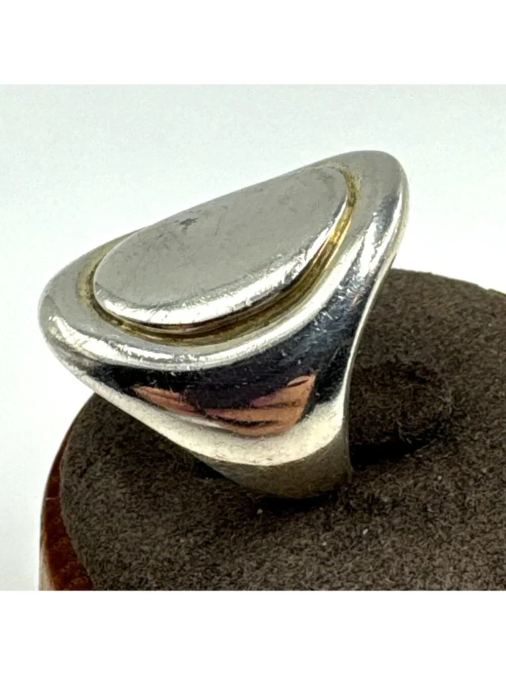 VTG Solid Sterling Silver 925 Modernist Tapered Band Signet Ring Size 7.5